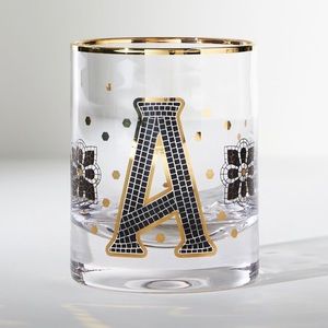Anthropologie Bistro Tile Monogram “V” High Ball Glasses (4 Each)